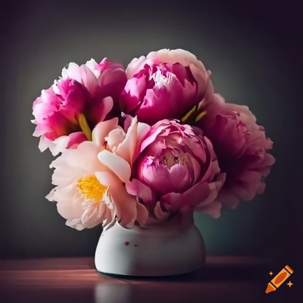 Vibrant bouquet of peonies with a Happy Birthday message for Victoria