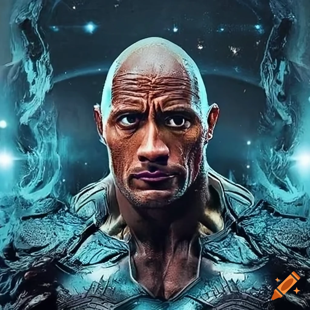 Dwayne 'The Rock' Johnson in a cosmic power setting with other entities