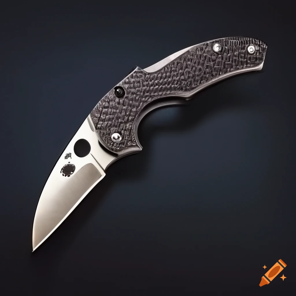 Spyderco jackknife on a dark glass steel table with a futuristic Japan style