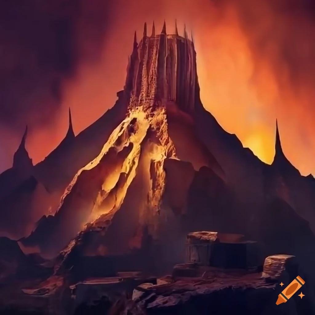 Giant city inside a dormant volcano resembling ancient Rome with vertical architecture