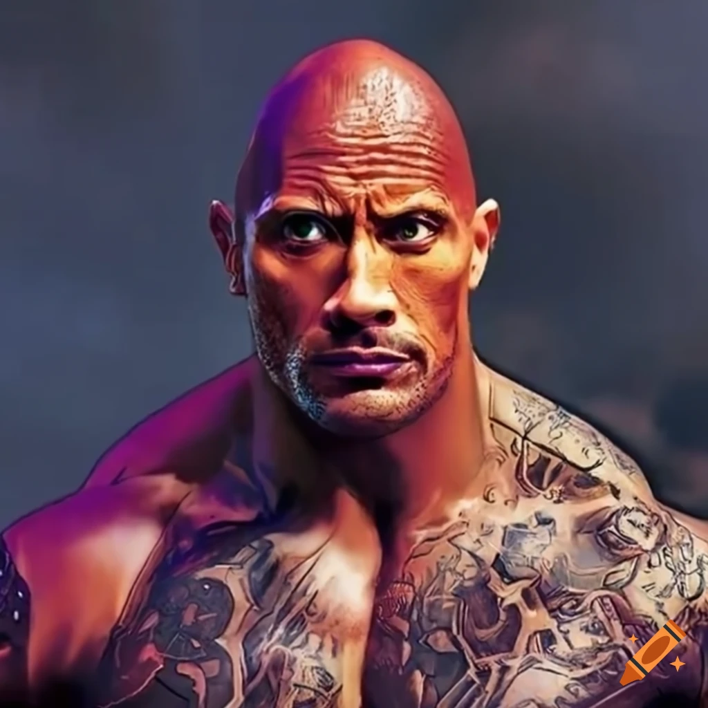 Dwayne 'The Rock' Johnson in a cosmic power setting with other entities