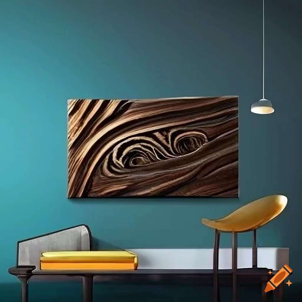 An Intricately Crafted Walnut Ceiling Design Reference: A Luxurious Wall Art Piece Crafted From Black Walnut Wood