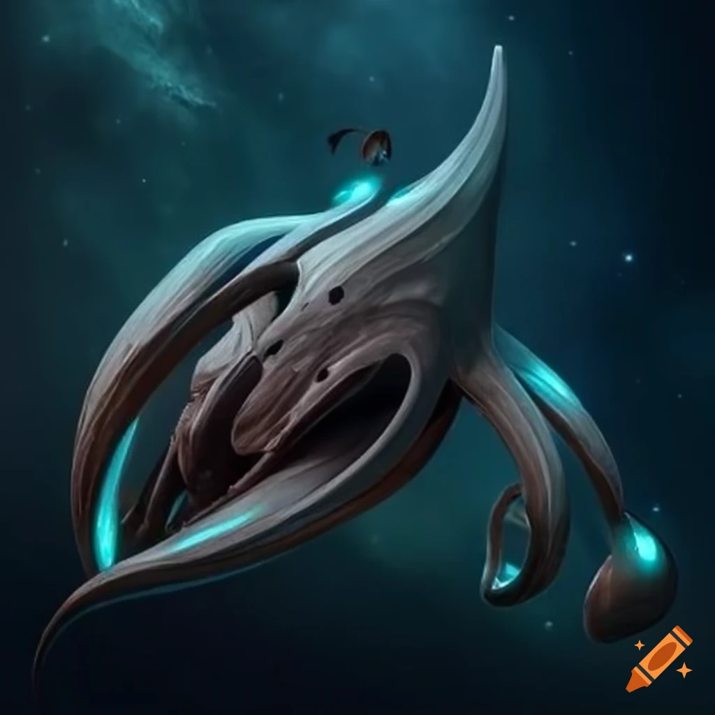 Organic spaceship with tentacles