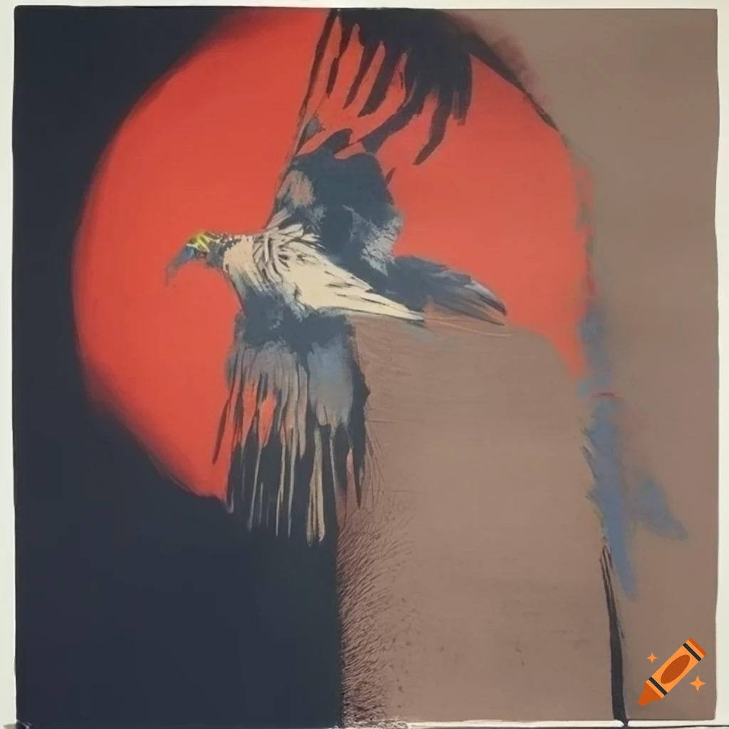 Robert Rauschenberg Yoshitaka Amano monotype Minimalist lithograph of an eagle
