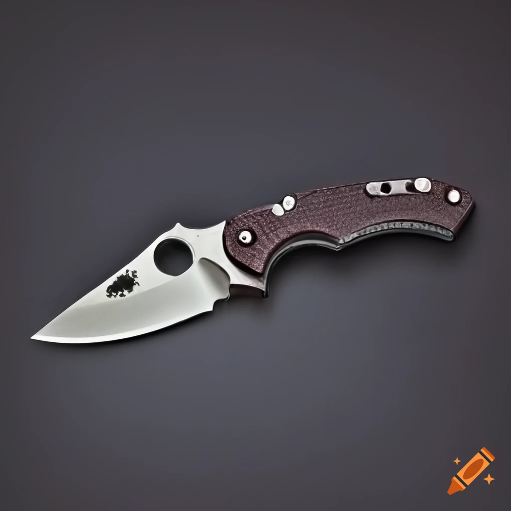 Spyderco jackknife on a dark glass steel table with a futuristic Japan style