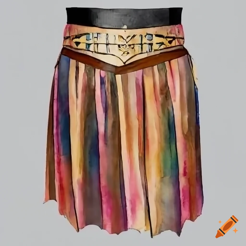 Man's gladiator-style leather skirt made of interconnected kite-shaped leather pieces
