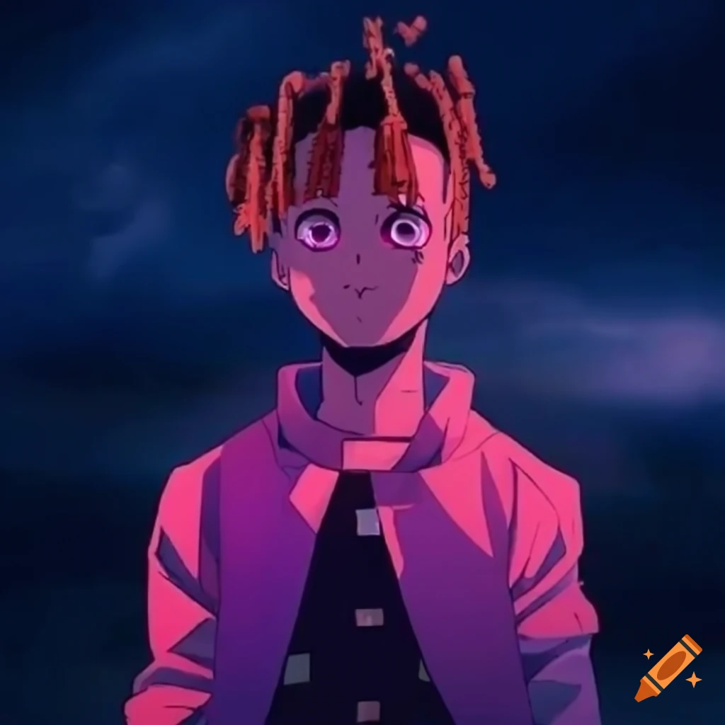 Juice WRLD anime style character in Demon Slayer theme