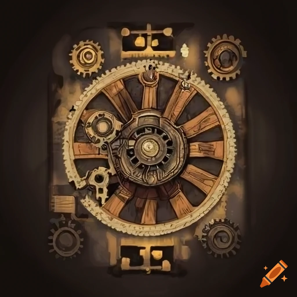 Steampunk style illustrations with gears and machinery for t-shirts on ...
