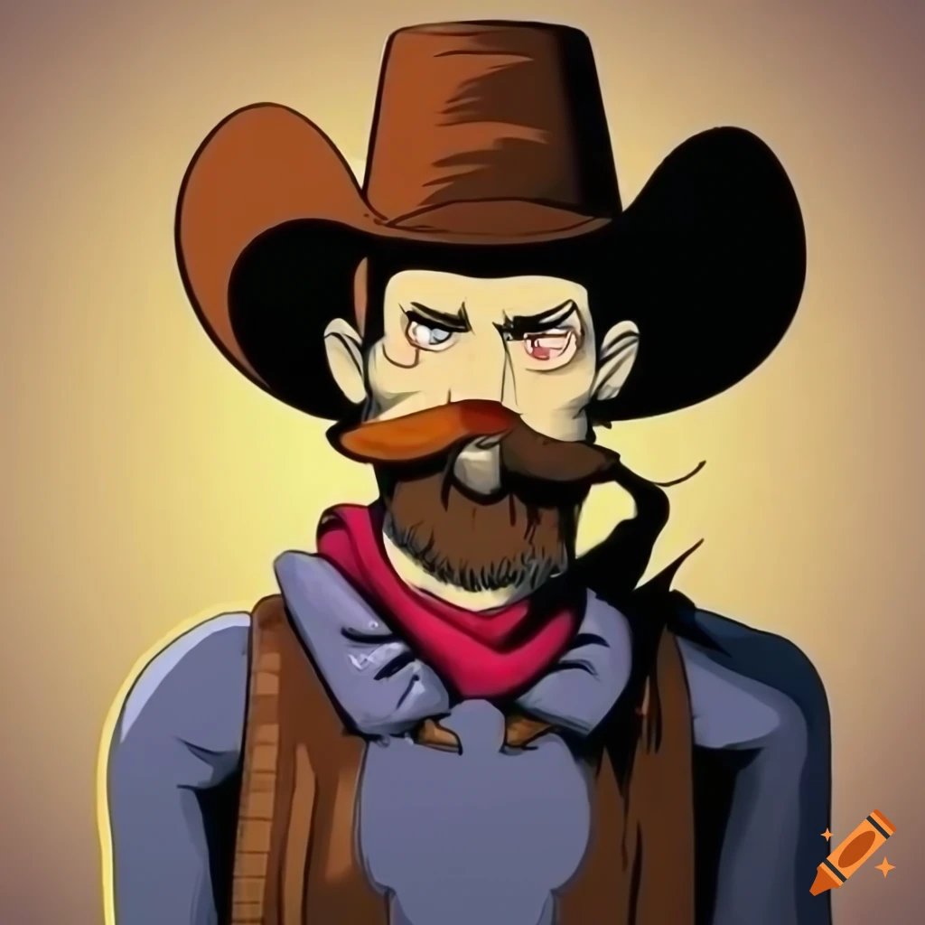 Grungy cowboy with eye patch and beard for profile picture