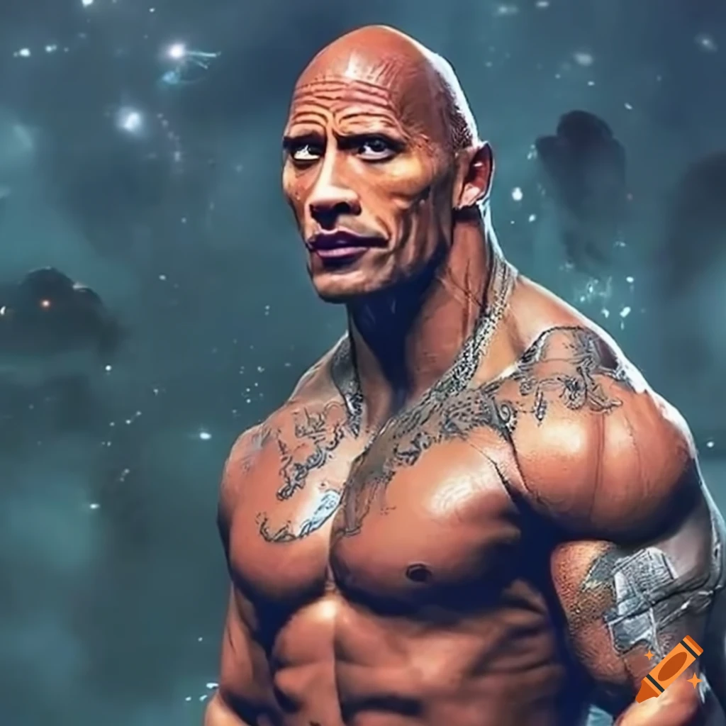 Dwayne 'The Rock' Johnson in a cosmic power setting with other entities
