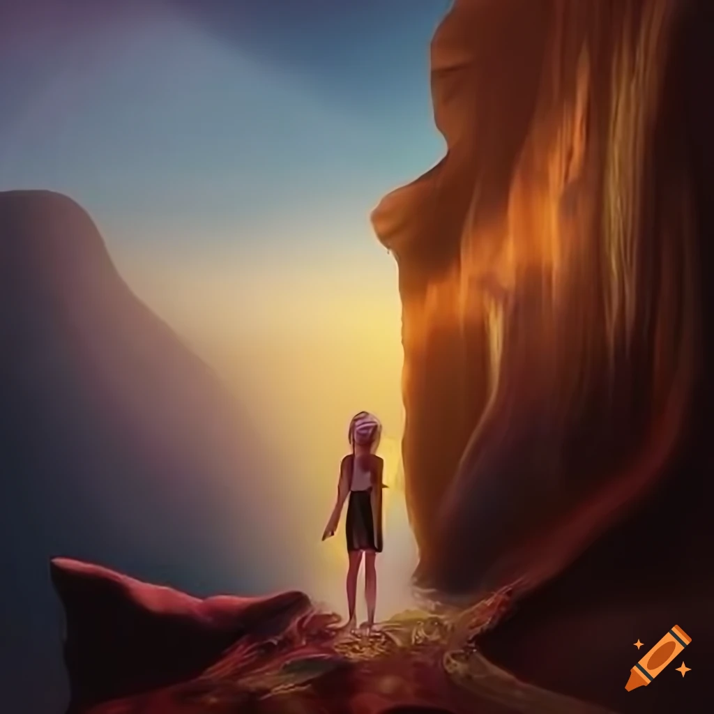 Young woman standing at the edge in a emotionally powerful scene