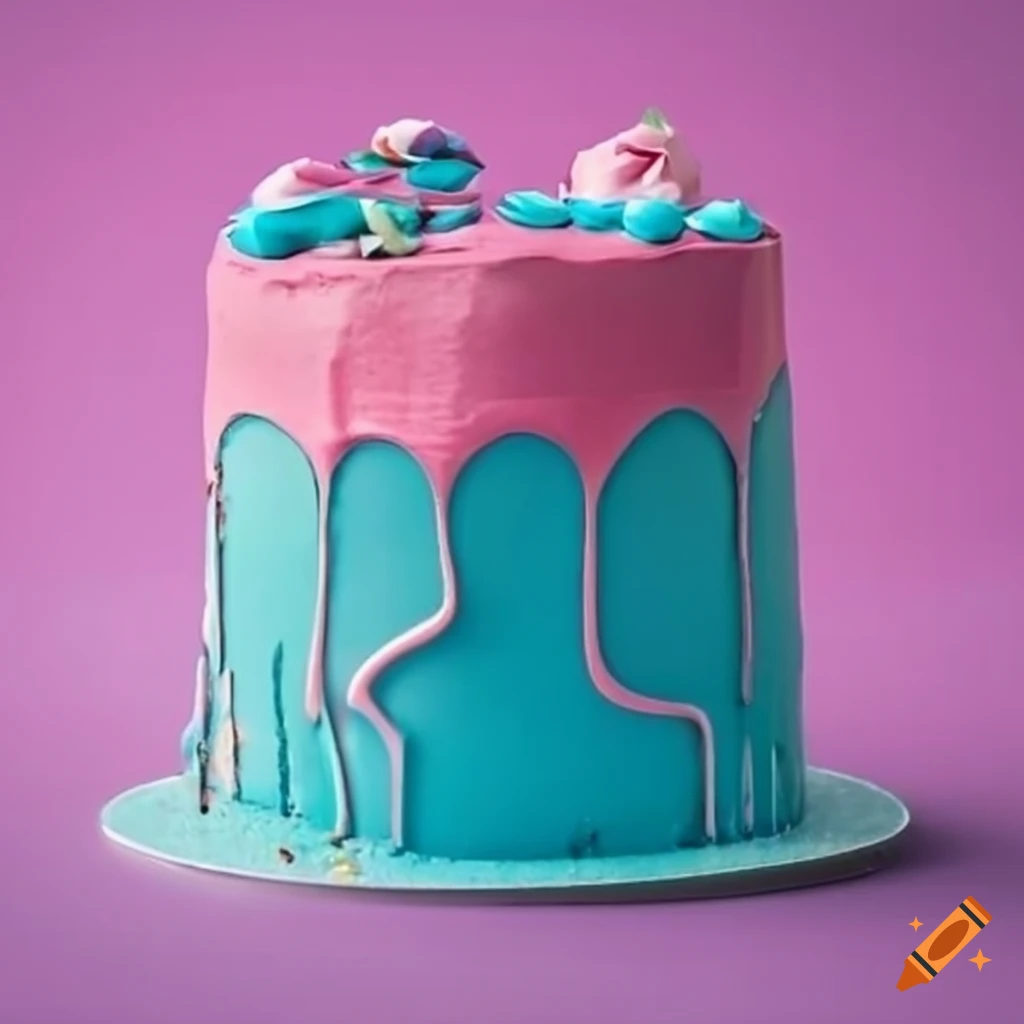 Blue and pink delicious cake