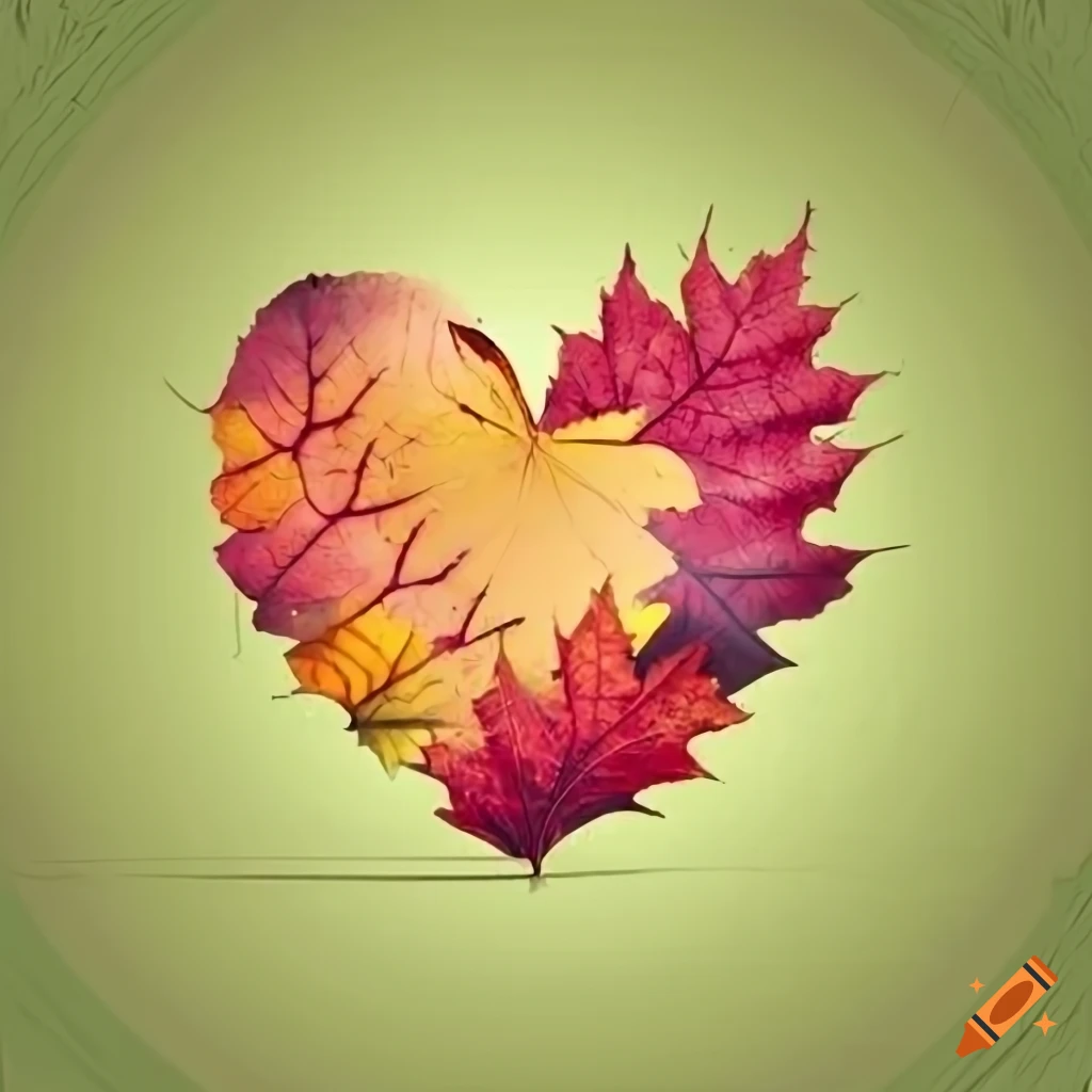 Fall leaves and heart-shaped leaves isolated