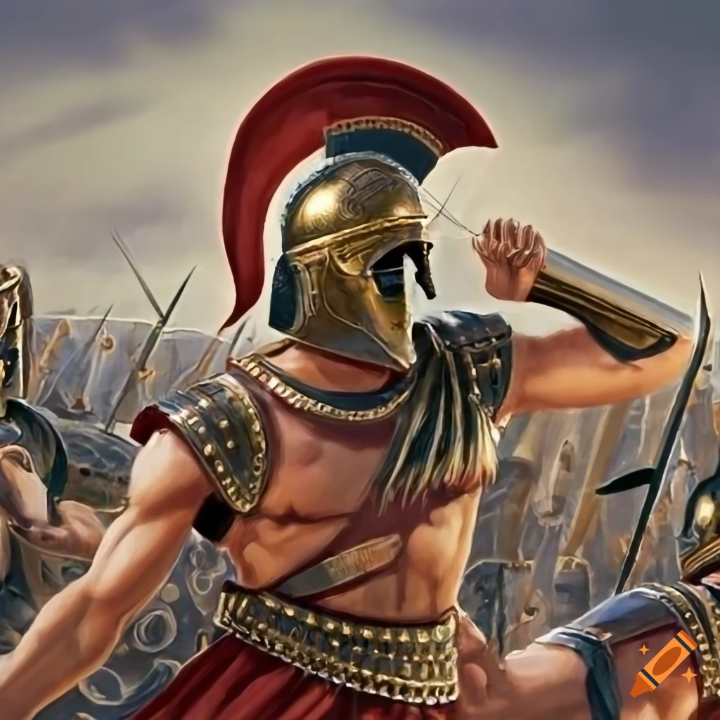 Epic scene of Achilles' victory over Hector in the Trojan War
