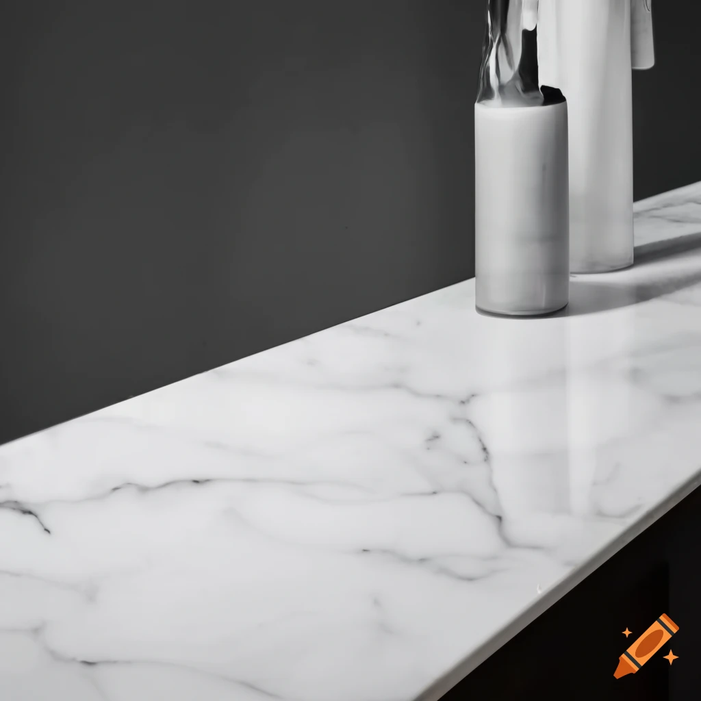 White marble countertop focus photo