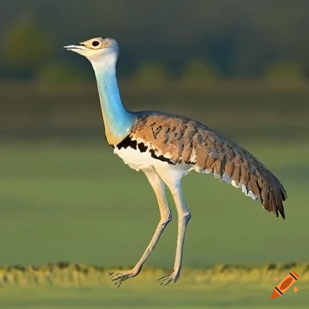 Feathered gallimimus with color pattern in warm morning light
