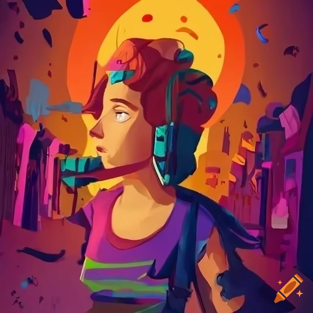 Vibrant graphic illustrations of indie game characters like NEVA