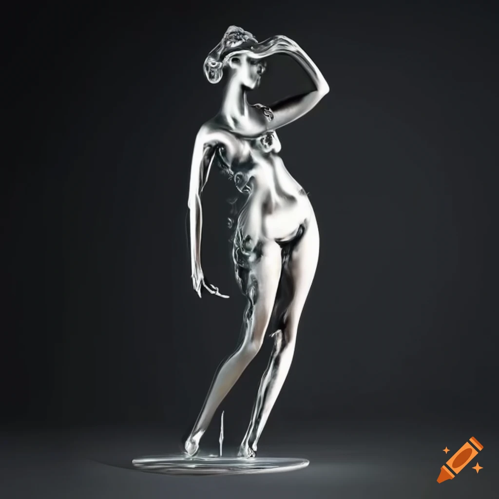 Playful liquid metal Venus sculpture