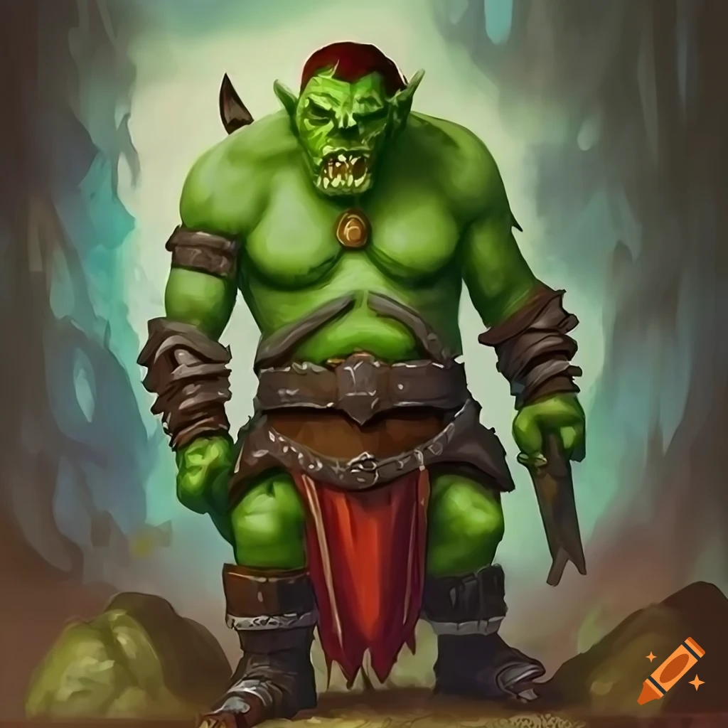 Orc warrior in hand-painted Dungeons and Dragons style fantasy art
