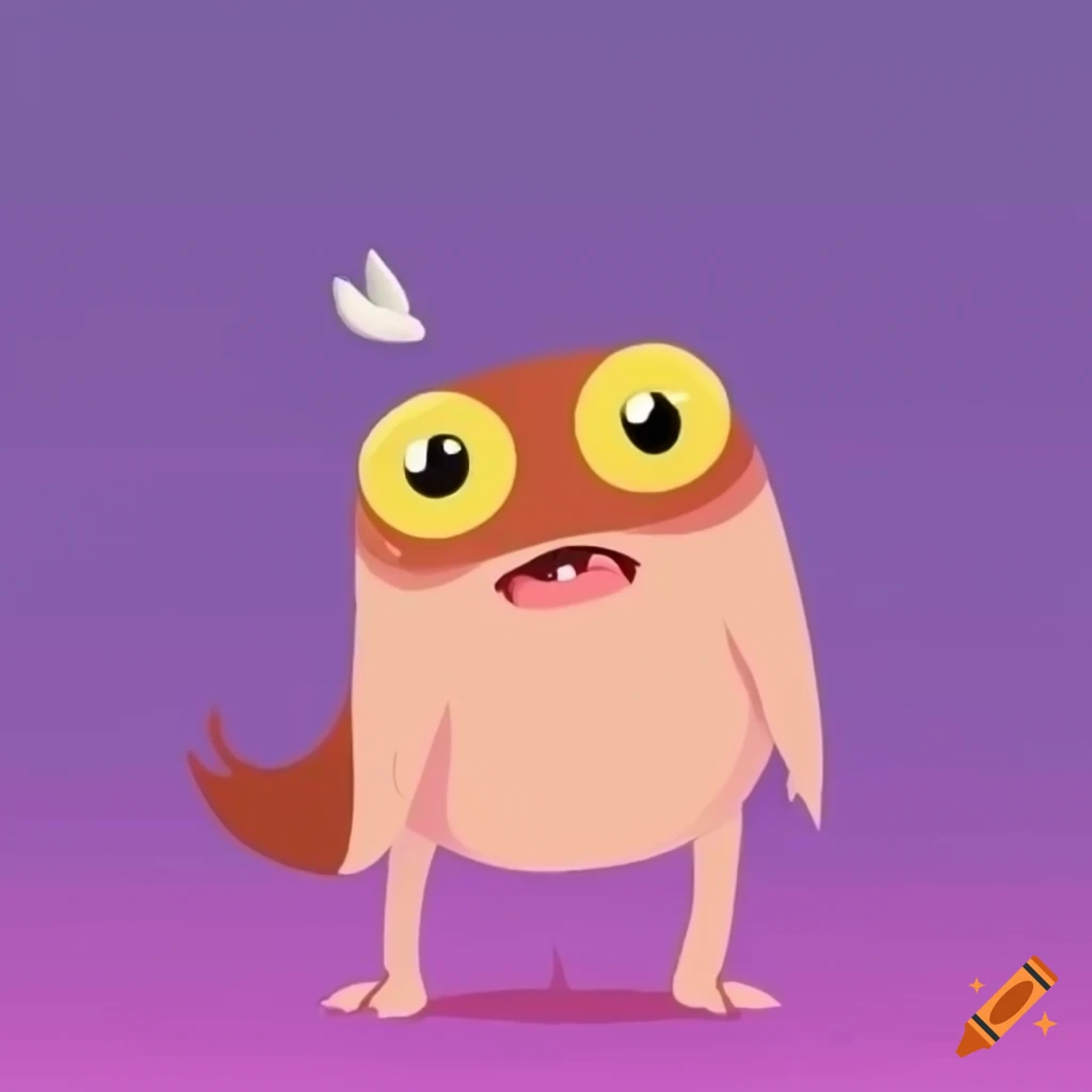 Simple flat cute monster running in a 2D style