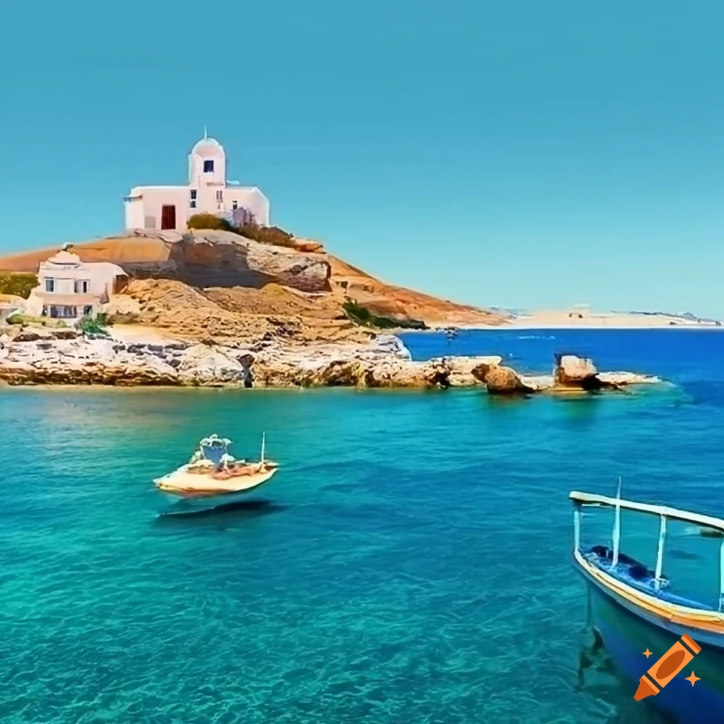 Syros island in summer realistic image