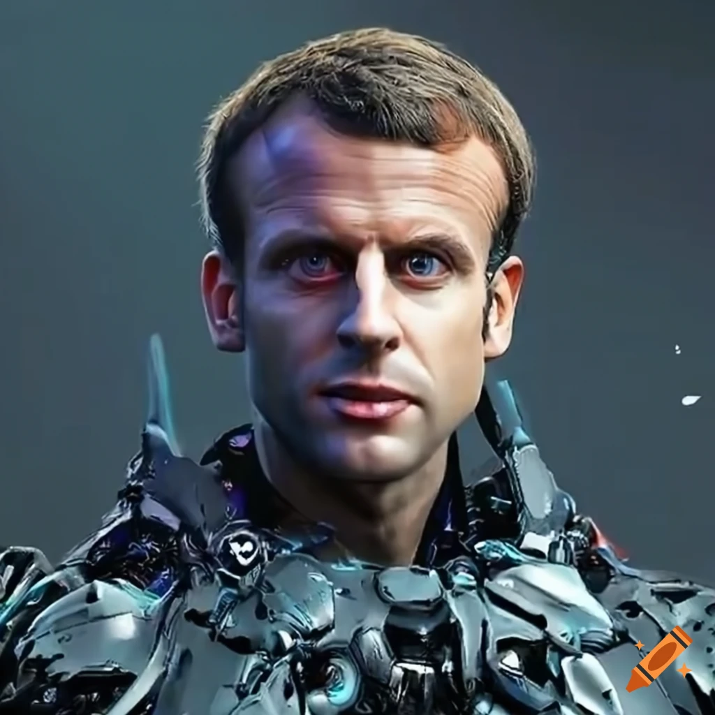 Cyborg depiction of Macron