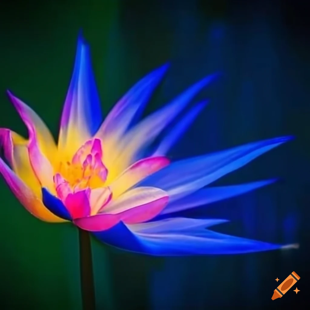 Colorful flames on a lotus flower in a mesmerizing display
