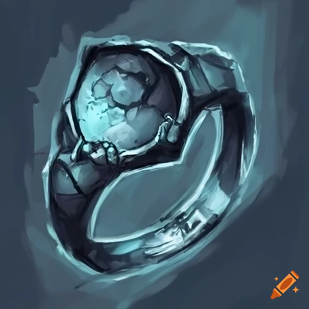 Black ring with grey spirits in a sketch art style