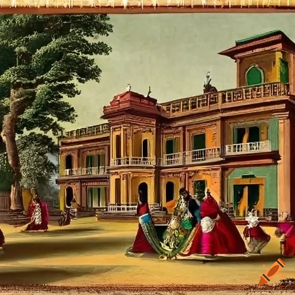 Prosperous city with a wealthy merchant and bustling trade establishment