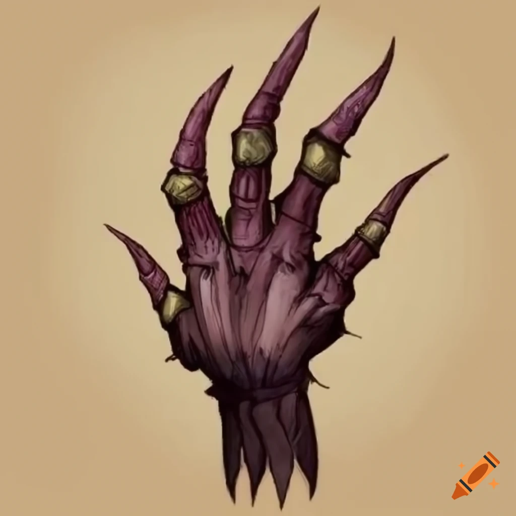 Gauntlet shaped like a ghoul's claw in sketch art style for D&D