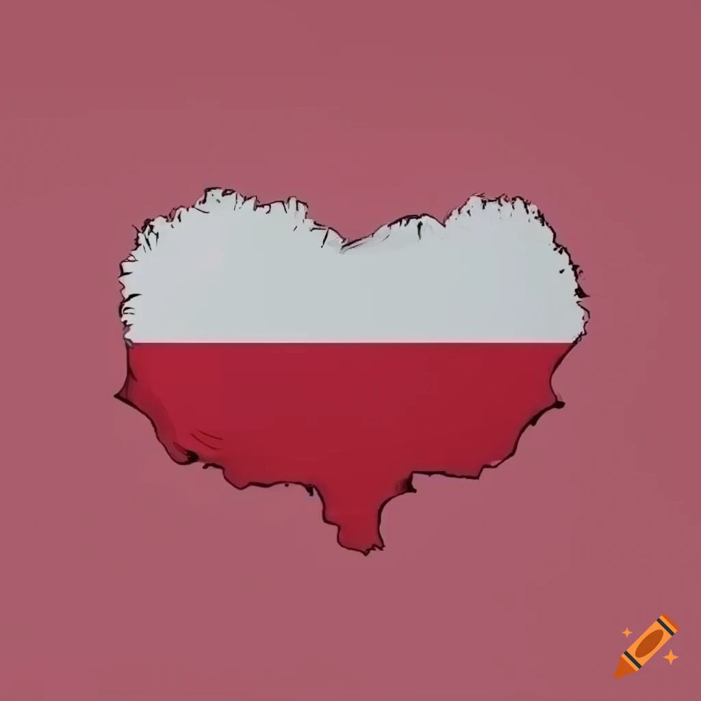 Map of Poland colored in the Polish flag colors