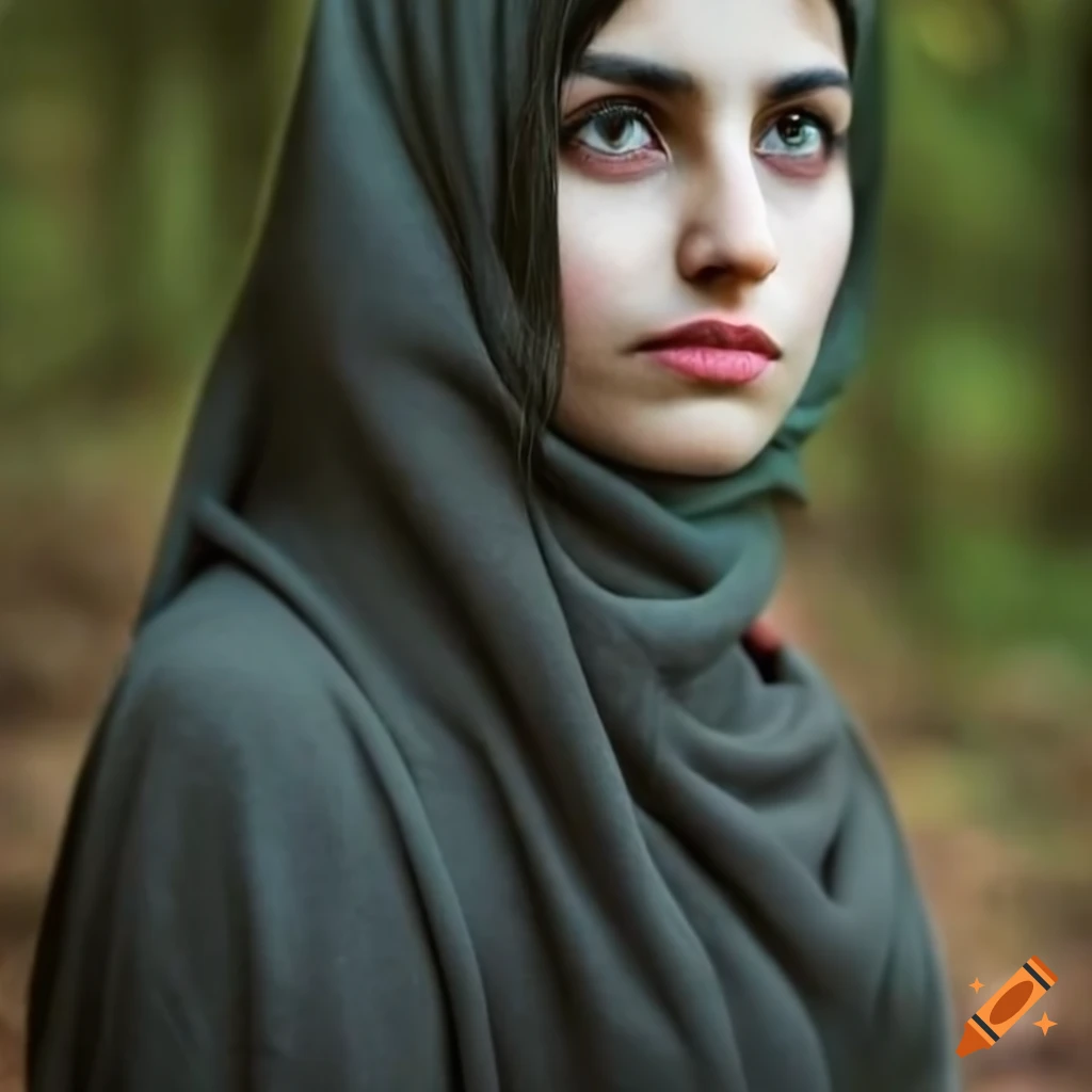 Iranian girl in a chador in Mazandaran forests