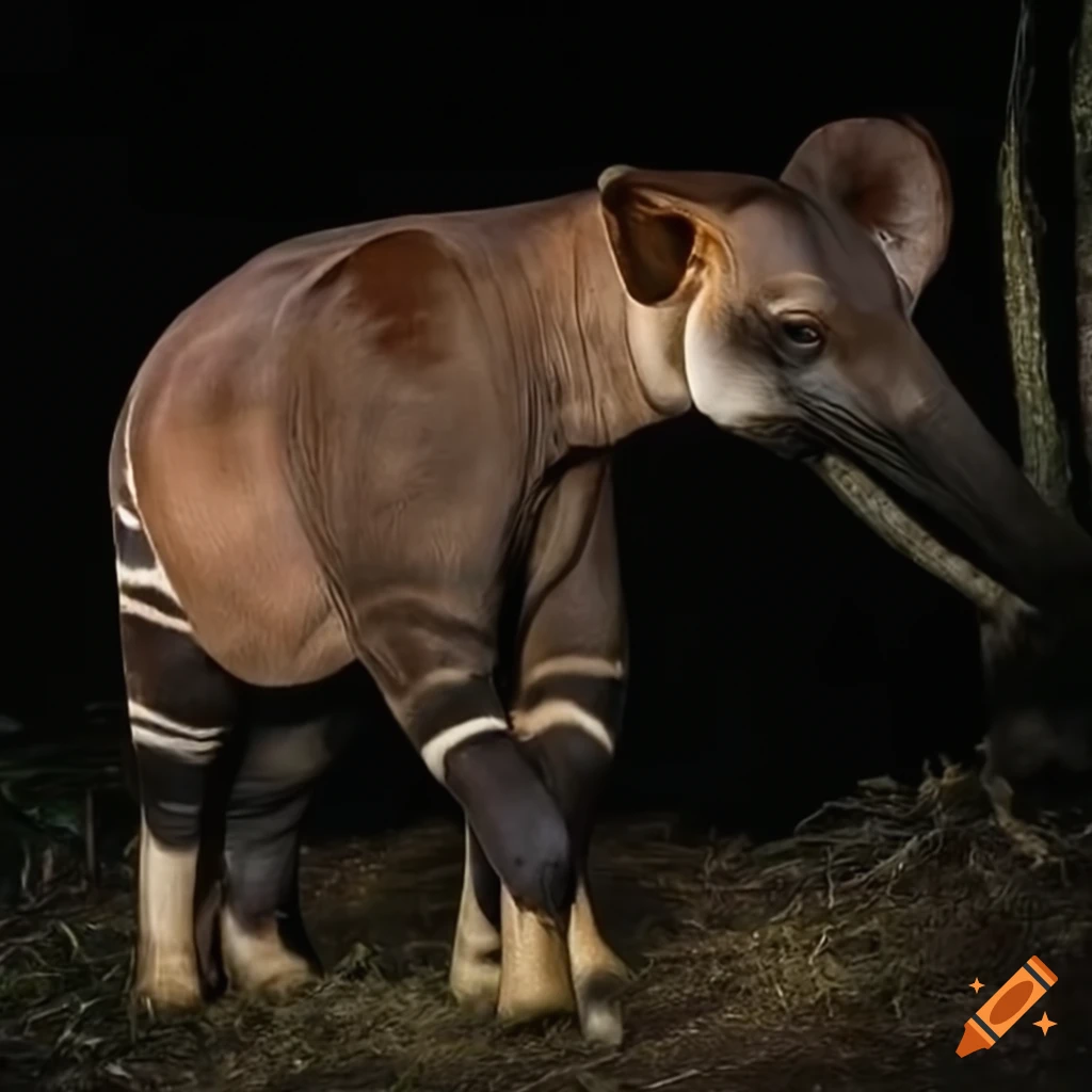 Unique rainforest mammal hybrid with tusks and trunk