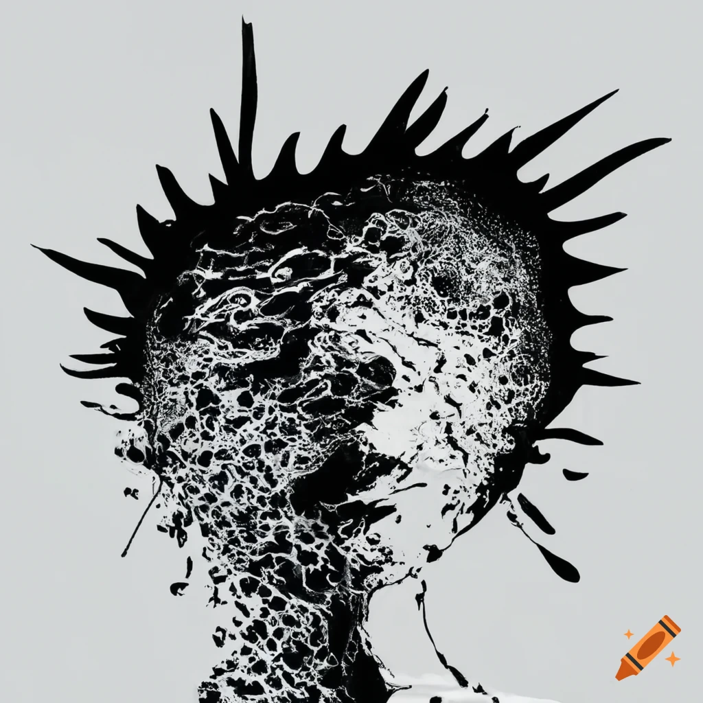 Woman figure created with crashing ink waves