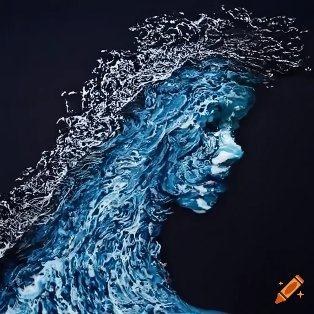 Woman created from crashing ink waves