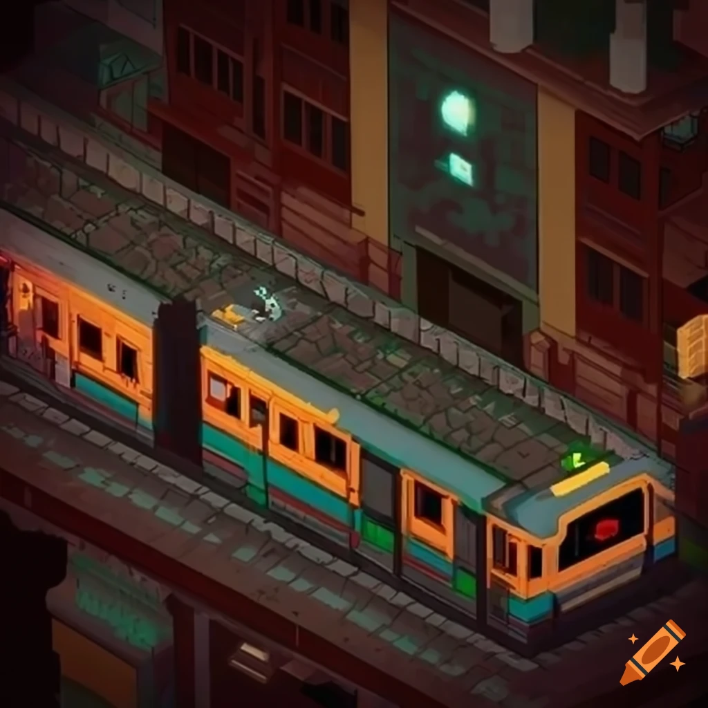Scary isometric pixel art game level in Mexico City metro