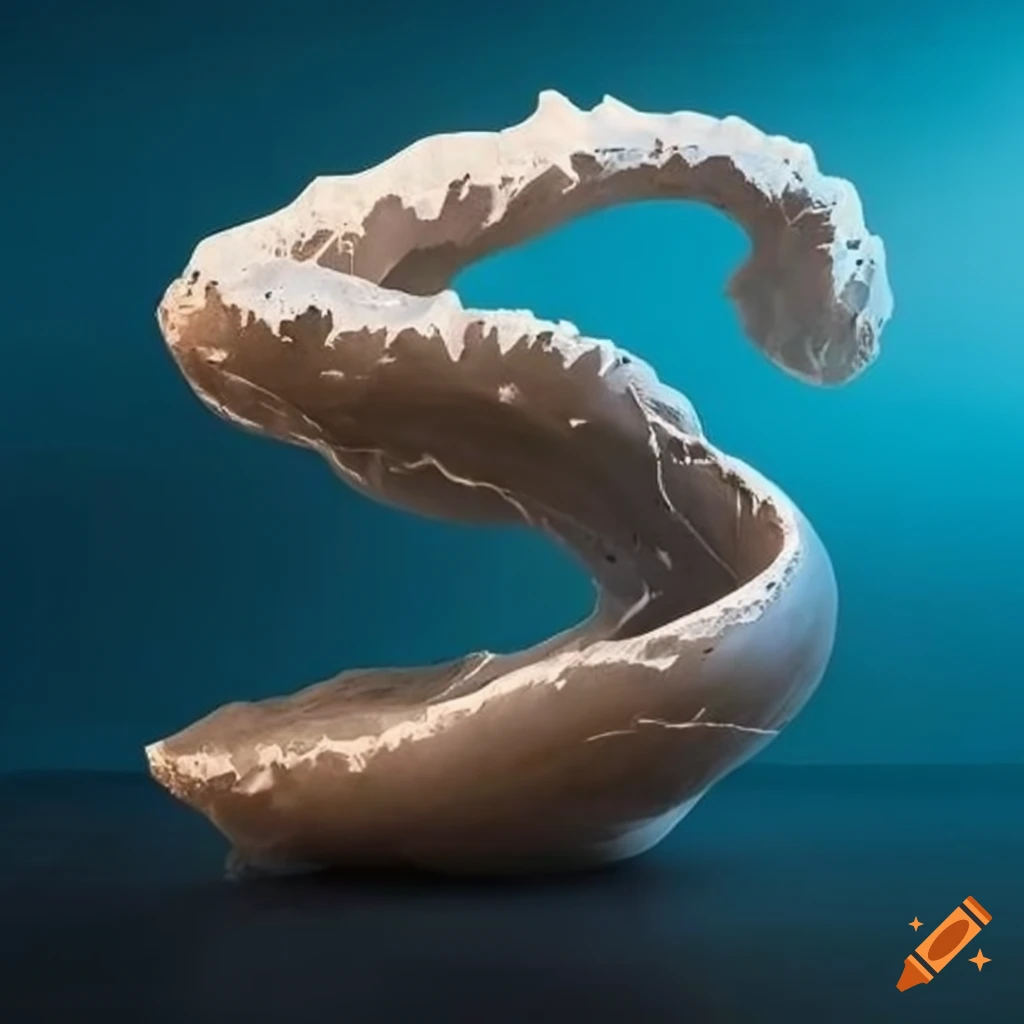 Sculpture of molten ocean waves in steel and concrete