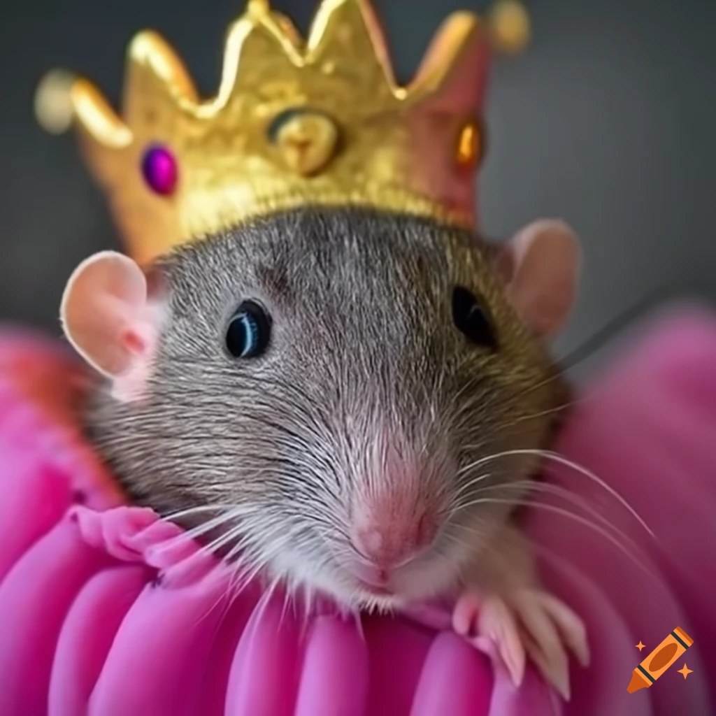 Adorable rat princess wearing a crown