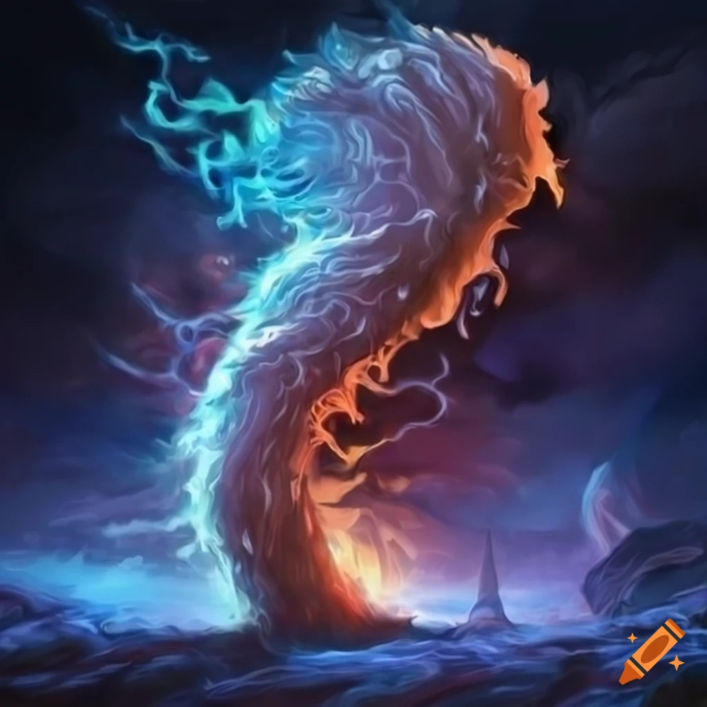 Tornado air elemental in a fantasy art depiction