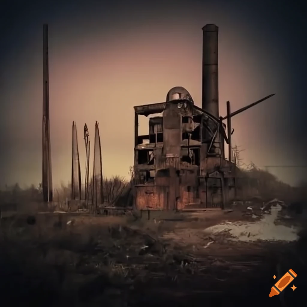 Abandoned saw mill in a vast wasteland