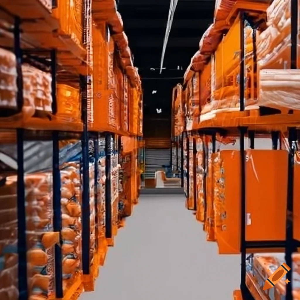 Orange and blue storage racks for warehouses