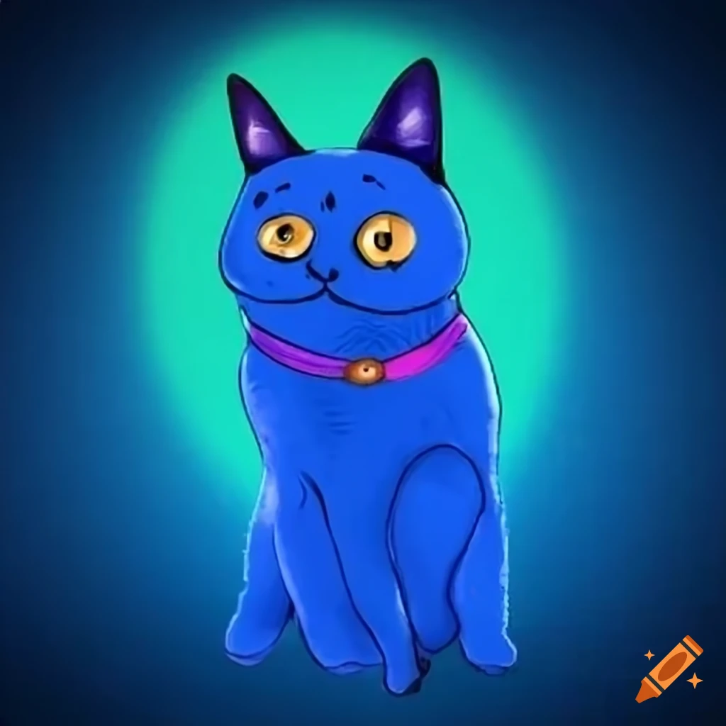 Meme coin cat in blue color
