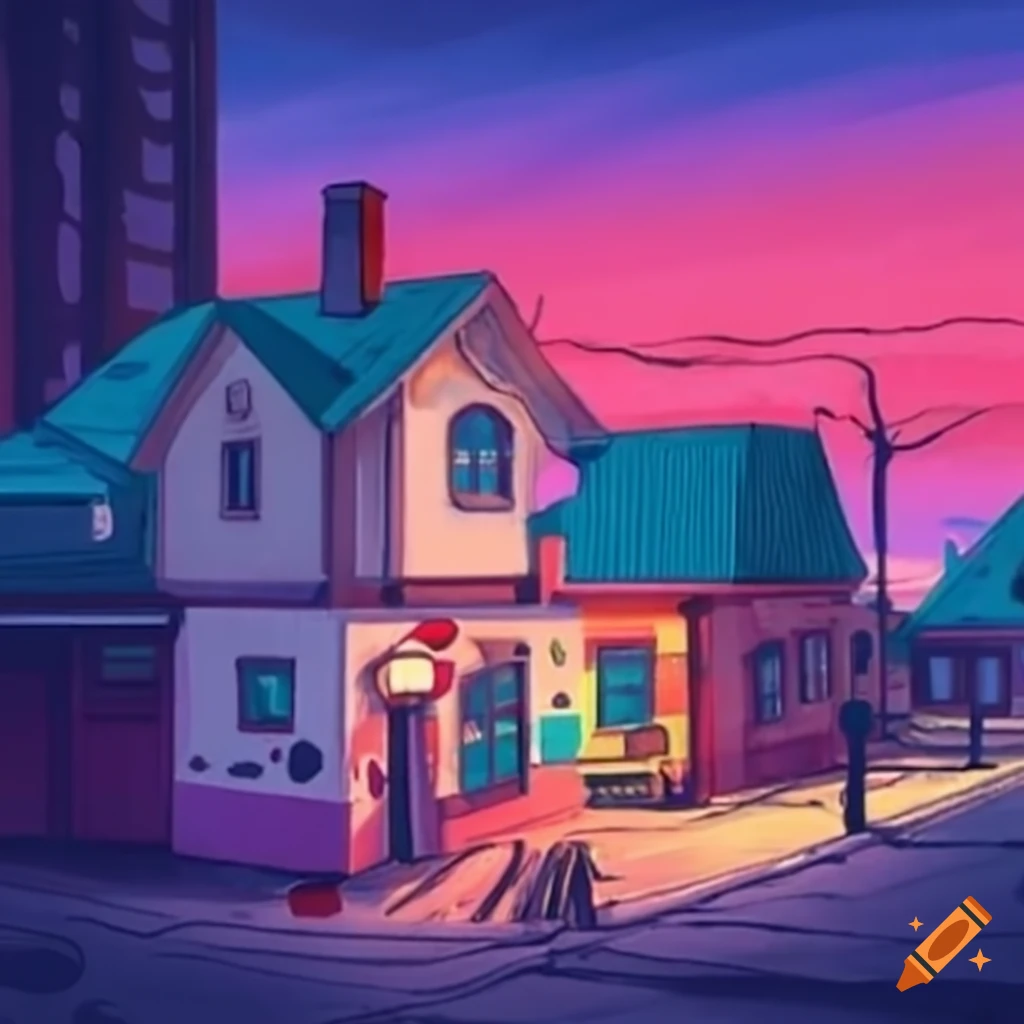House in a colorful rainbow town