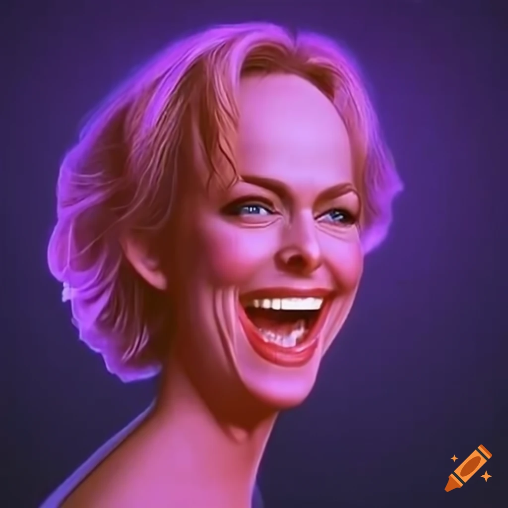 Melora Hardin in a mischievous laughter with glowing purple eyes in 1997 Animated Series