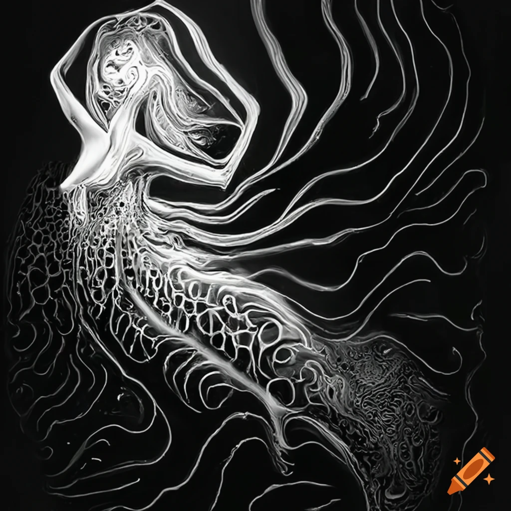 Goddess crafted from crashing molten glass waves