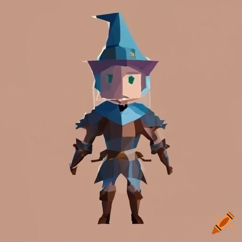 Colorful light armor Battlemage in low poly style T-pose