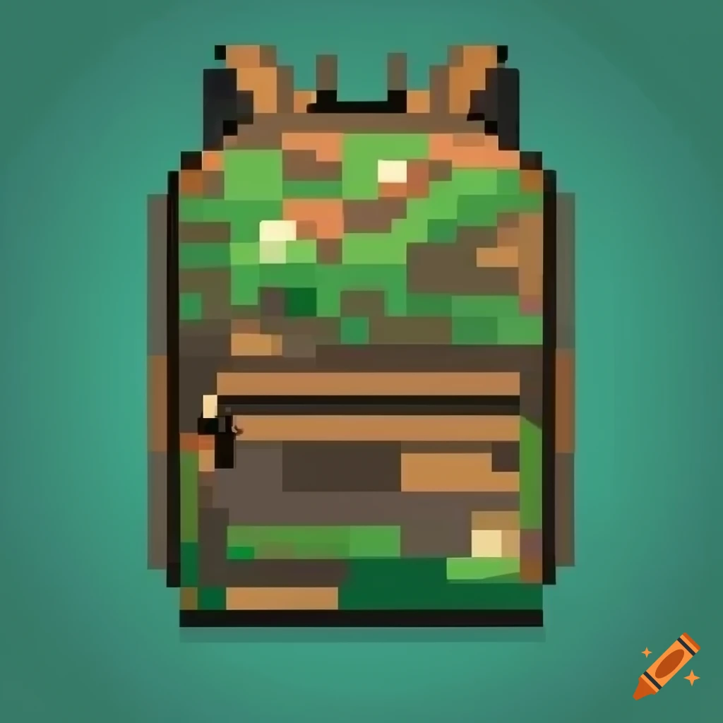 Jungle backpack in pixel art style