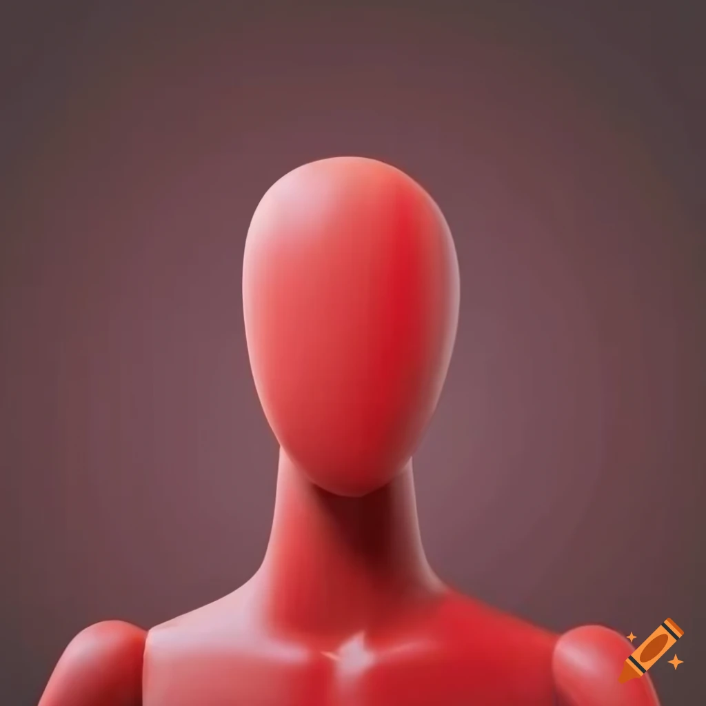 Faceless red mannequin against a simple background