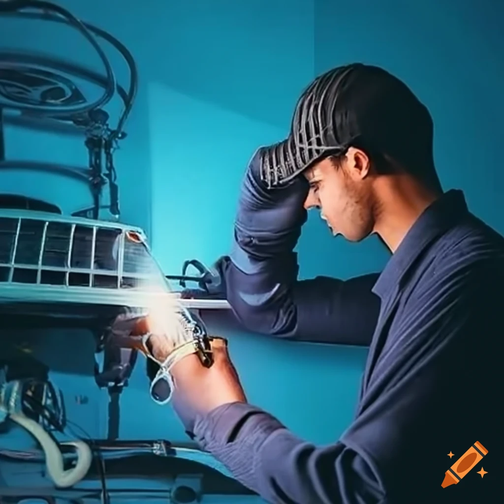 Air conditioning technician at work