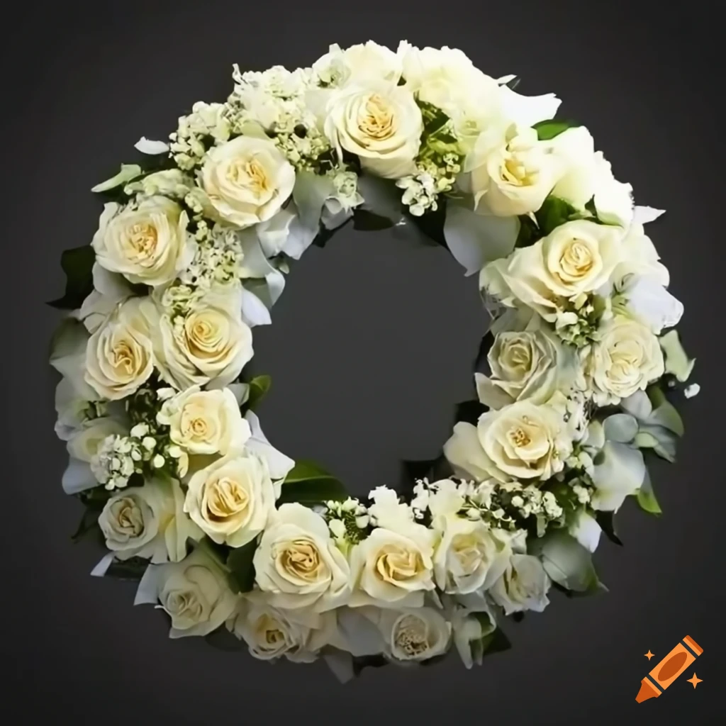 Funeral wreath with white roses